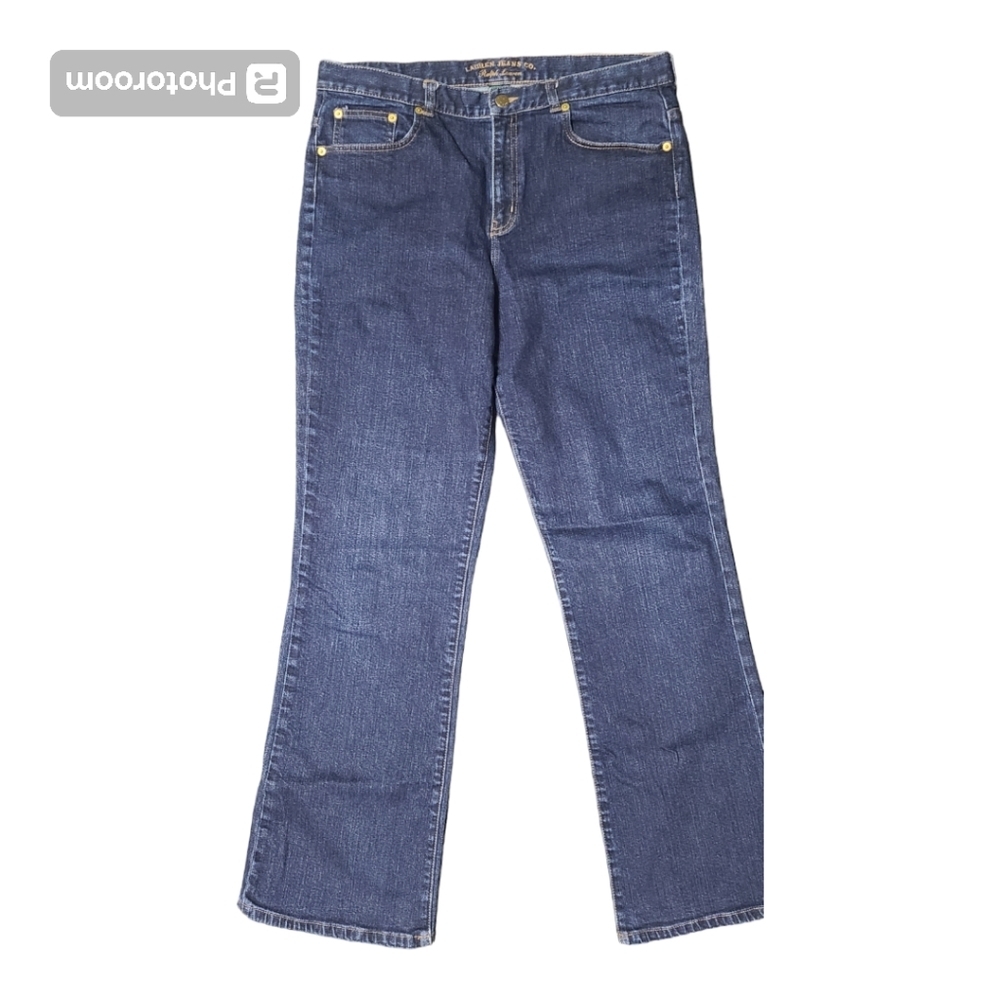Lauren Jeans Co. Ralph Lauren classic bootcut denim jeans women's 14 Rise11" - Picture 2 of 16